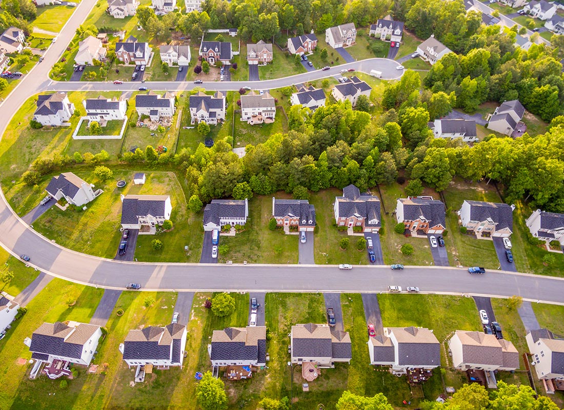 Crestwood, KY - Aerial View of Residential Homes on a Sunny Day